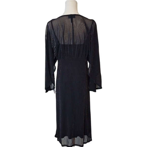 NWT Modcloth Black Promised You Heaven Sheer Metallic Mesh Midi Dress Size Mediu - Picture 6 of 7